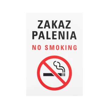 Biała tabliczka zakaz palenia - nadruk UV - wym. 150x220mm - Z017