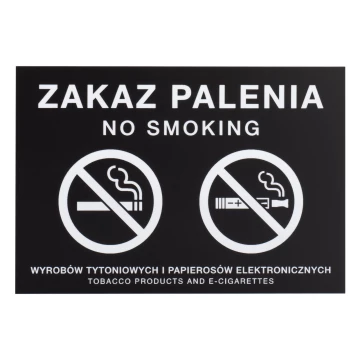 Czarna tabliczka zakaz palenia papierosów - grawer laserem - wym. 160x110mm - Z015