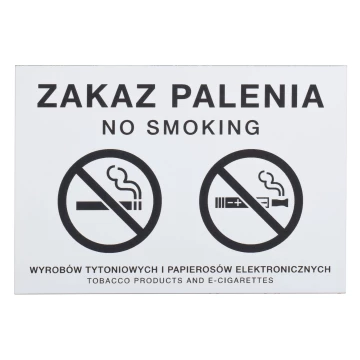Biała tabliczka zakaz palenia papierosów - grawer laserem - wym. 160x110mm - Z014