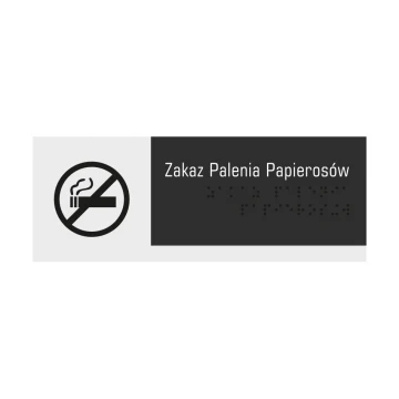 Zakaz palenia papierosów - tabliczka z pismem Braille'a - akryl szroniony i ADA wym. 200x75mm - NORD - TAB325
