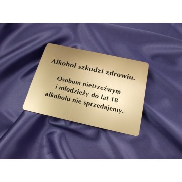 Alkohol szkodzi zdrowiu - tabliczka A4 (297x210mm)