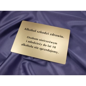 Alkohol szkodzi zdrowiu - tabliczka A4 (297x210mm)
