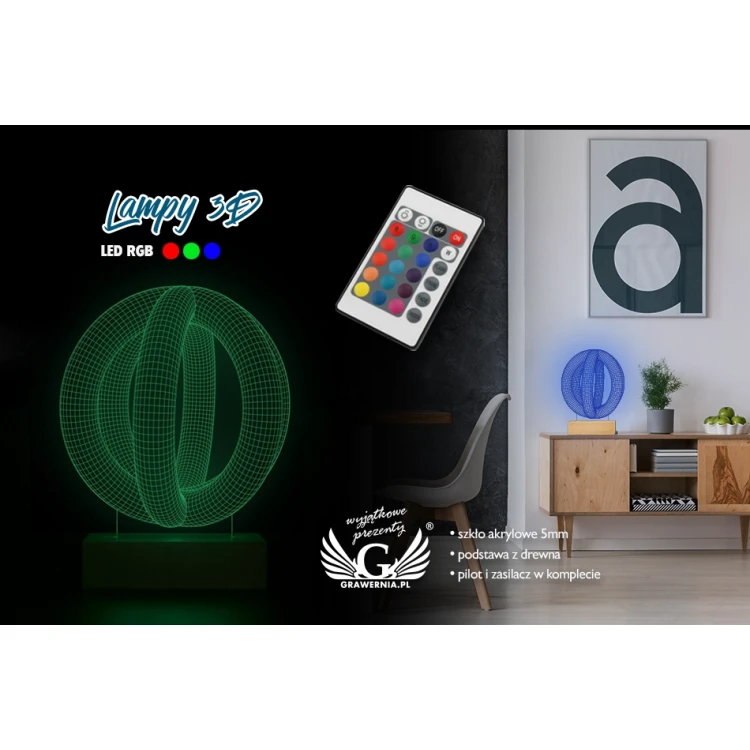 Abstrakt 1 - Lampa 3D LED RGB sterowana z pilota - L3D017