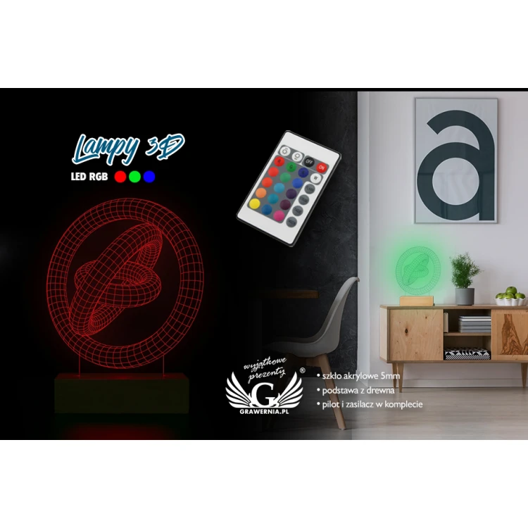 Abstrakt 2 - Lampa 3D LED RGB sterowana z pilota - L3D018