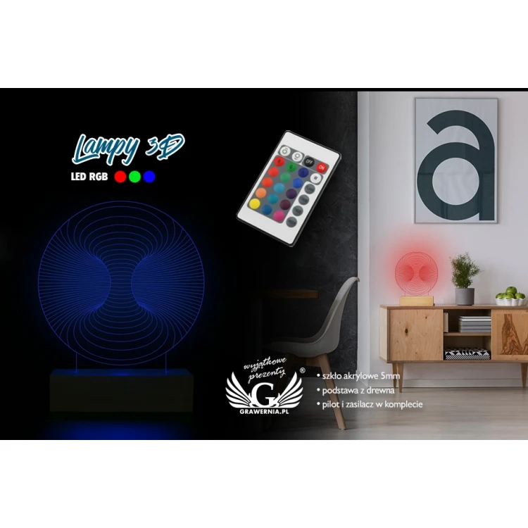 Abstrakt 3 - Lampa 3D LED RGB sterowana z pilota - L3D019