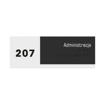 Administracja - tabliczka z pismem Braille'a - akryl szroniony i czarna ADA wym. 200x75mm - NORD - TAB322