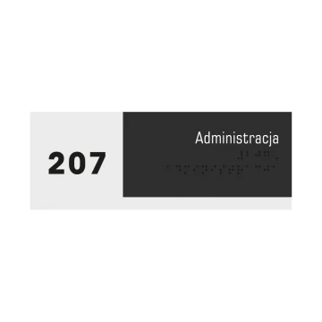 Administracja - tabliczka z pismem Braille'a - akryl szroniony i czarna ADA wym. 200x75mm - NORD - TAB322