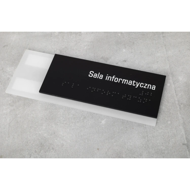 Administracja - tabliczka z pismem Braille'a - akryl szroniony i czarna ADA wym. 200x75mm - NORD - TAB322