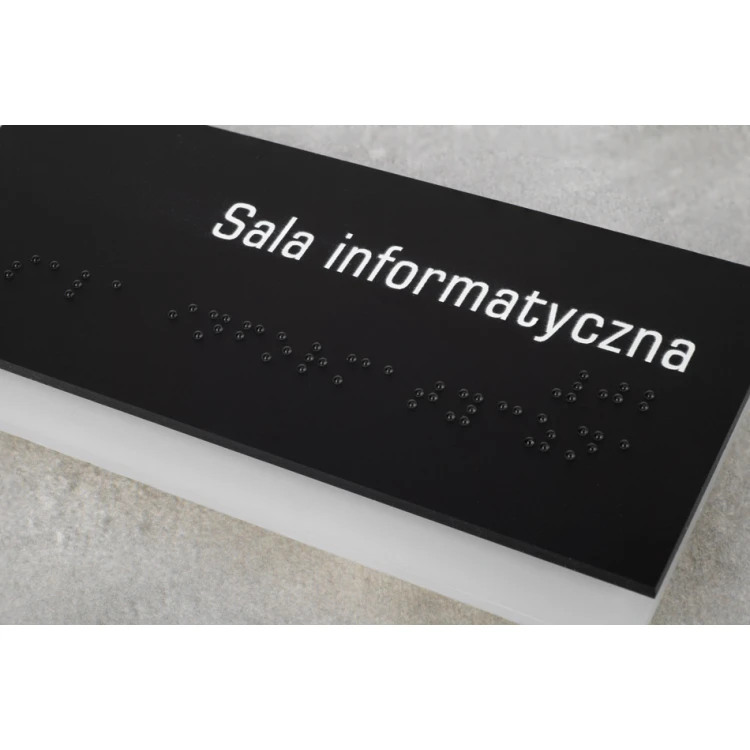 Administracja - tabliczka z pismem Braille'a - akryl szroniony i czarna ADA wym. 200x75mm - NORD - TAB322