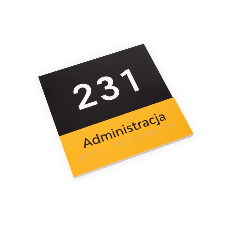 Administracja - tabliczka z pismem Braille'a - wym. 150x150mm - PCW twarde - SUN - TAB321