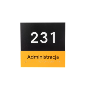 Administracja - tabliczka z pismem Braille'a - wym. 150x150mm - PCW twarde - SUN - TAB321