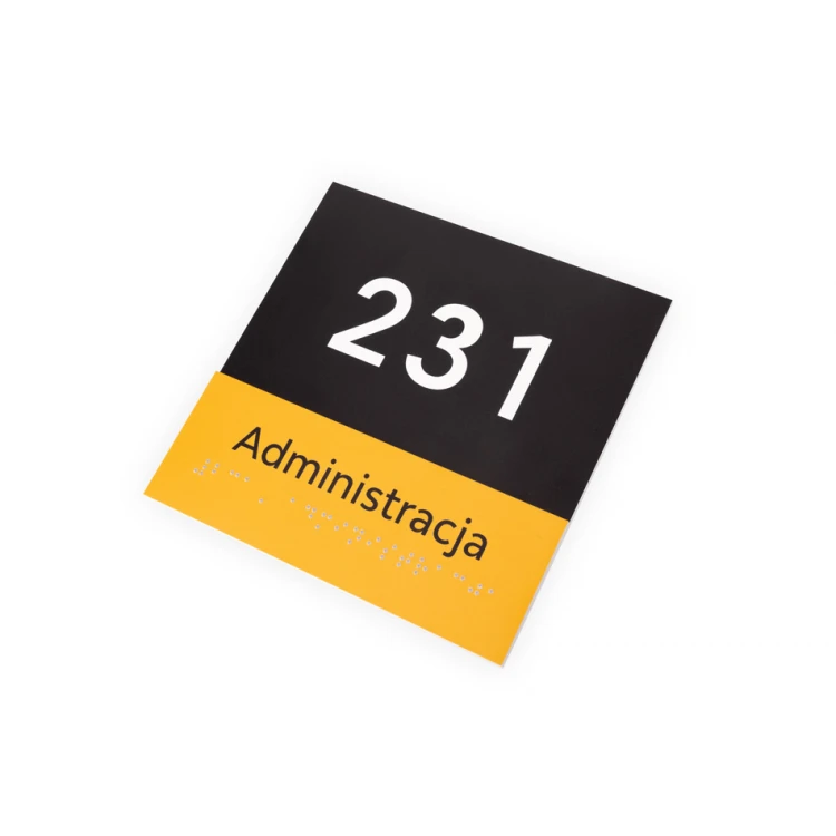 Administracja - tabliczka z pismem Braille'a - wym. 150x150mm - PCW twarde - SUN - TAB321