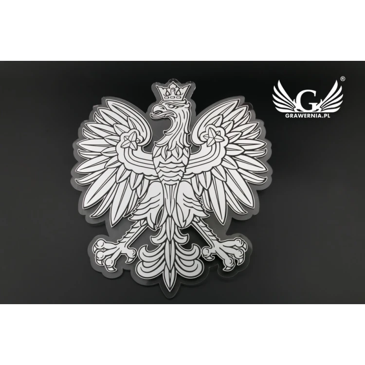 Godło Polski grawerowane - plexi z laminatem grawerskim - wym: 230x210mm - DEK015