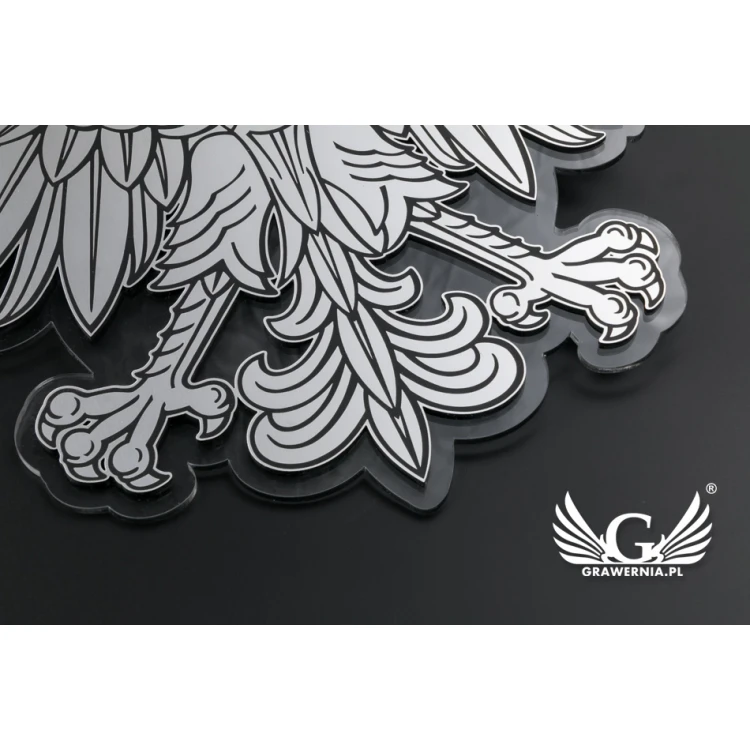 Godło Polski grawerowane - plexi z laminatem grawerskim - wym: 230x210mm - DEK015