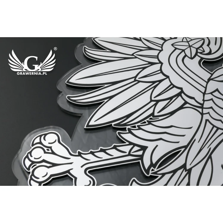 Godło Polski grawerowane - plexi z laminatem grawerskim - wym: 230x210mm - DEK015
