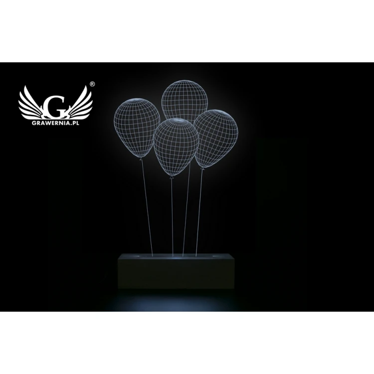 Baloniki - Lampa 3D LED RGB sterowana z pilota - L3D014