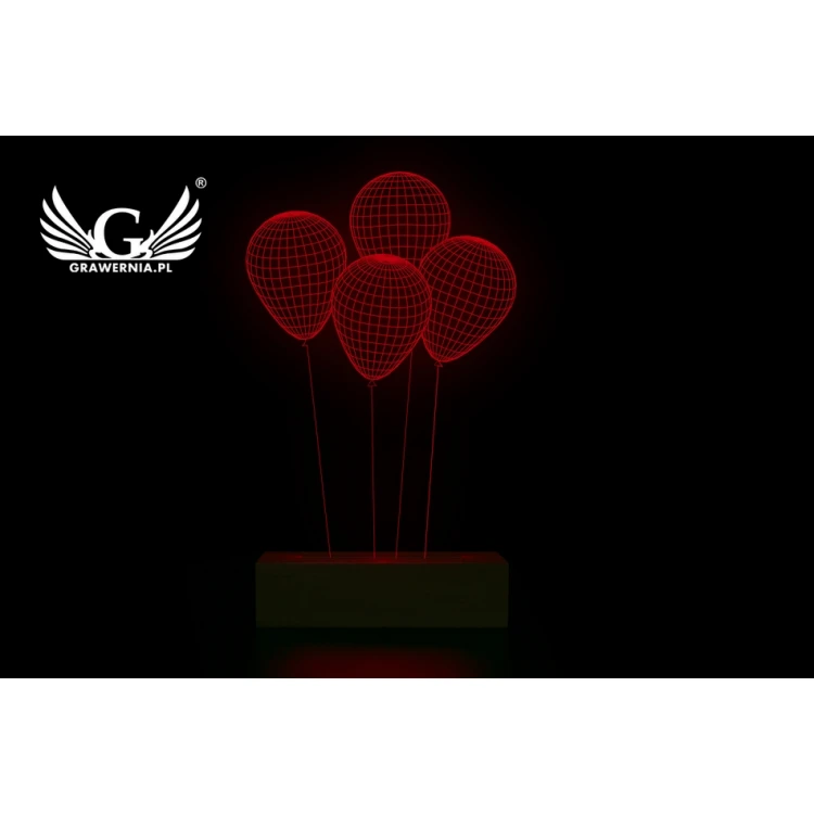 Baloniki - Lampa 3D LED RGB sterowana z pilota - L3D014