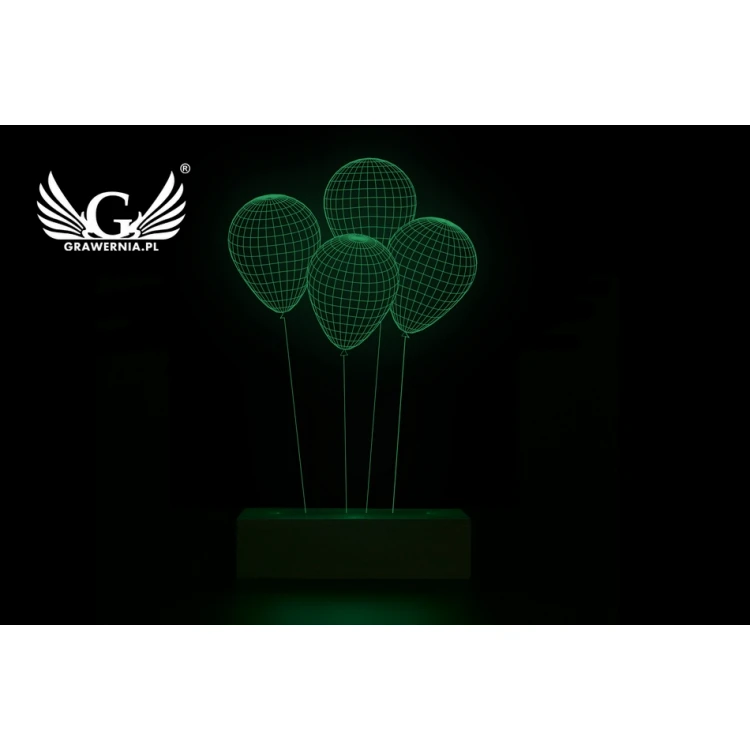 Baloniki - Lampa 3D LED RGB sterowana z pilota - L3D014