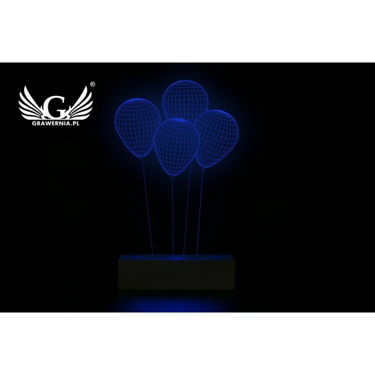 Baloniki - Lampa 3D LED RGB sterowana z pilota - L3D014