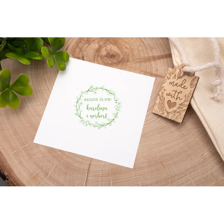 Stempel ślubny do odbijania w tuszu - Będzie ślub - średnica gryfu 50mm - STS027