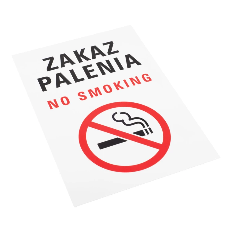 Biała tabliczka zakaz palenia - nadruk UV - wym. 150x220mm - Z017