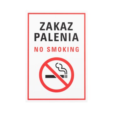 Biała tabliczka zakaz palenia - nadruk UV - wym. 150x220mm - Z018