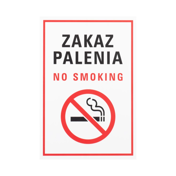 Biała tabliczka zakaz palenia - nadruk UV - wym. 150x220mm - Z018