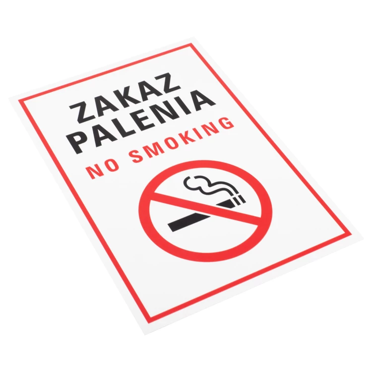 Biała tabliczka zakaz palenia - nadruk UV - wym. 150x220mm - Z018
