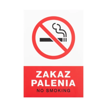 Biała tabliczka zakaz palenia - nadruk UV - wym. 150x220mm - Z019