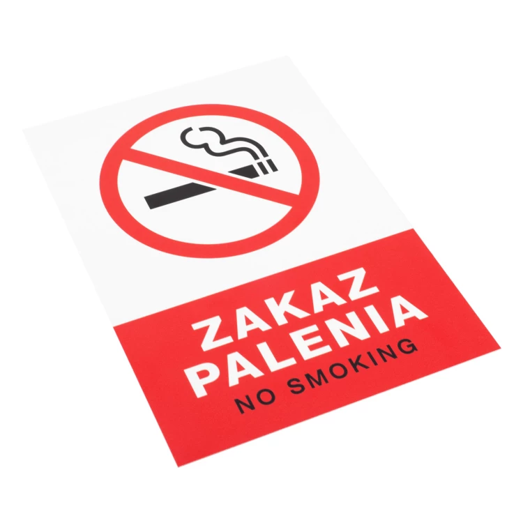 Biała tabliczka zakaz palenia - nadruk UV - wym. 150x220mm - Z019