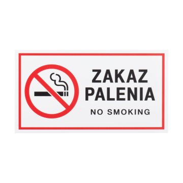 Biała tabliczka zakaz palenia - nadruk UV - wym. 200x110mm - Z020