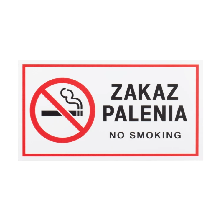 Biała tabliczka zakaz palenia - nadruk UV - wym. 200x110mm - Z020