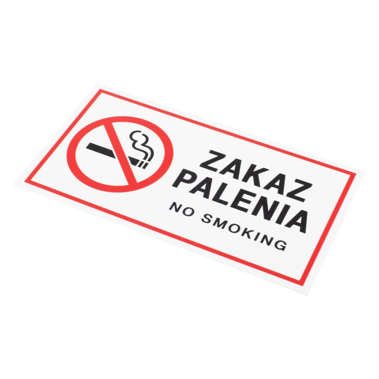 Biała tabliczka zakaz palenia - nadruk UV - wym. 200x110mm - Z020