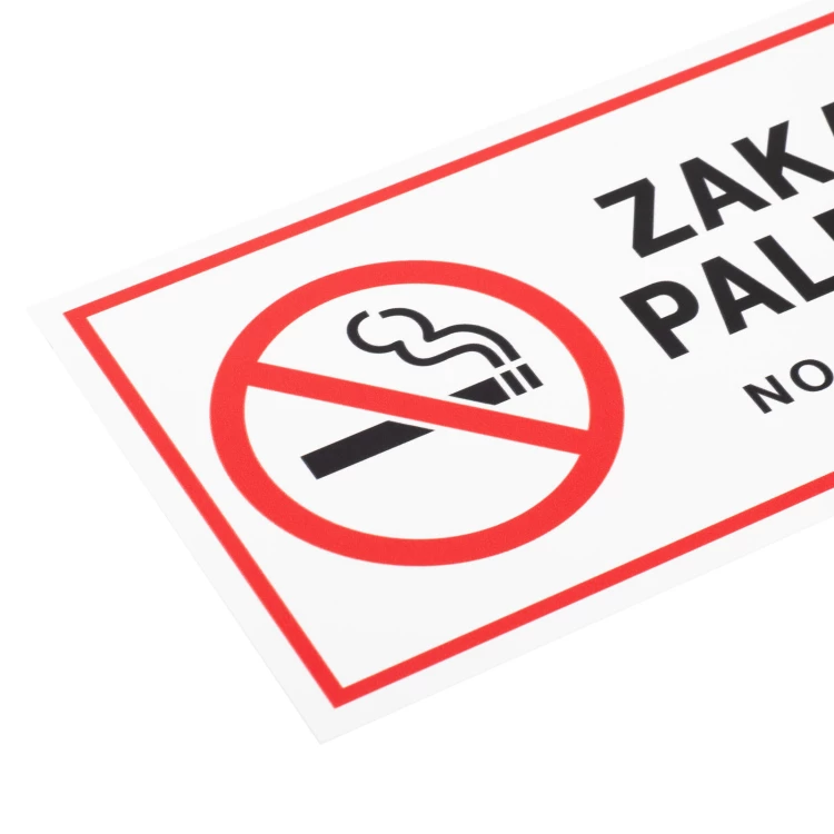 Biała tabliczka zakaz palenia - nadruk UV - wym. 200x110mm - Z020