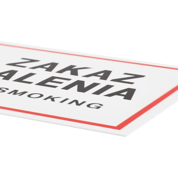 Biała tabliczka zakaz palenia - nadruk UV - wym. 200x110mm - Z020