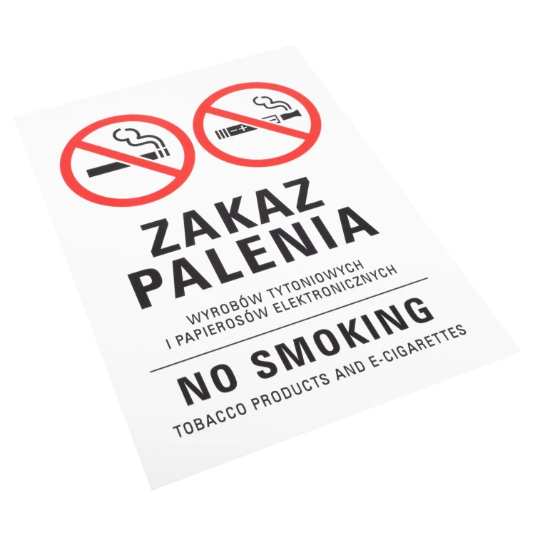 Biała tabliczka zakaz palenia - nadruk UV - wym. 210x300mm - Z022