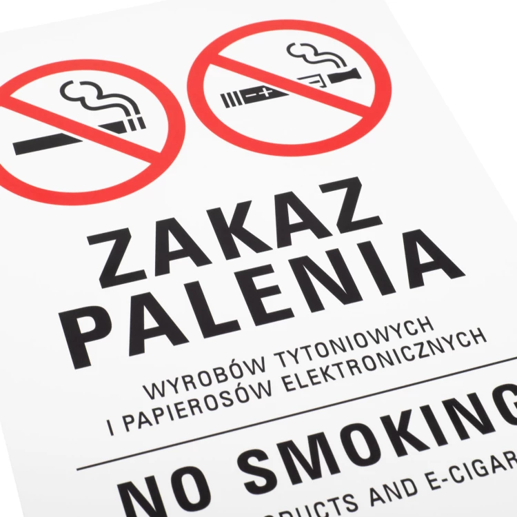 Biała tabliczka zakaz palenia - nadruk UV - wym. 210x300mm - Z022