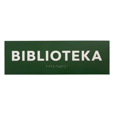 Biblioteka - tabliczka na drzwi lub ścianę z pismem Braille'a - wym. 310x100mm - PVC - druk UV - TAB284