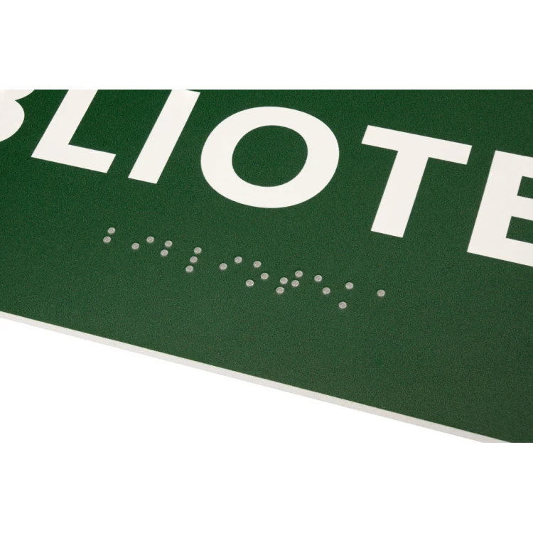 Biblioteka - tabliczka na drzwi lub ścianę z pismem Braille'a - wym. 310x100mm - PVC - druk UV - TAB284