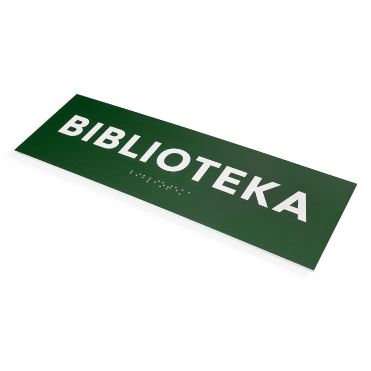 Biblioteka - tabliczka na drzwi lub ścianę z pismem Braille'a - wym. 310x100mm - PVC - druk UV - TAB284