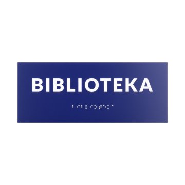 Biblioteka - tabliczka na drzwi lub ścianę z pismem Braille'a - wym. 200x80mm - TAB557