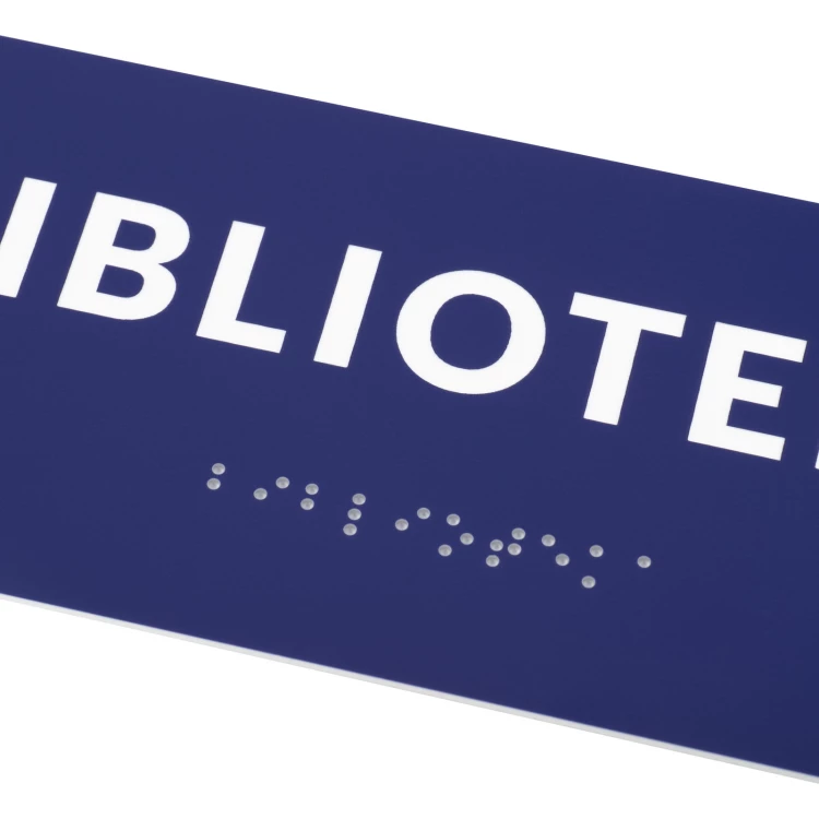 Biblioteka - tabliczka na drzwi lub ścianę z pismem Braille'a - wym. 200x80mm - TAB557