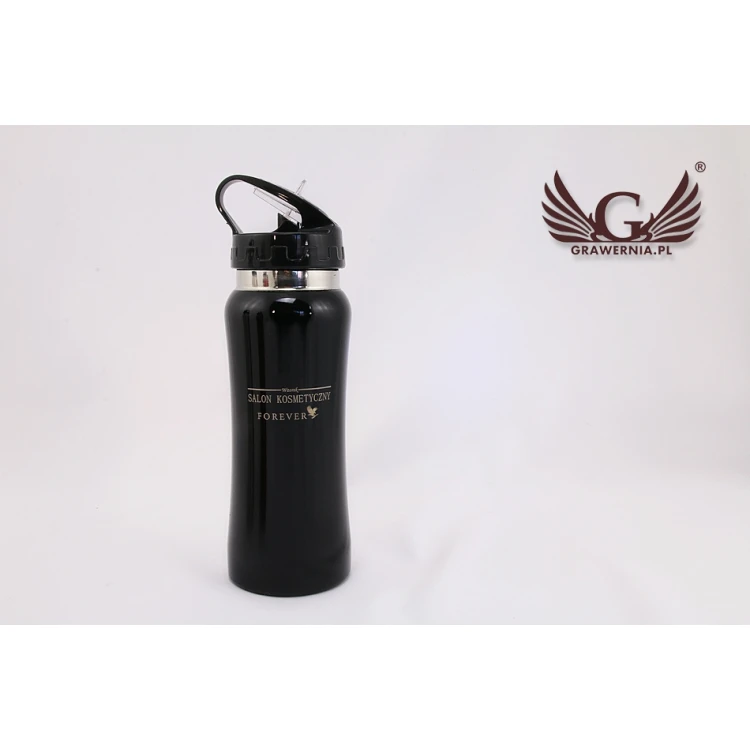 Bidon sportowy 550 ml - stalowy - kolor czarny