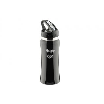 Bidon sportowy 550 ml - stalowy - kolor czarny