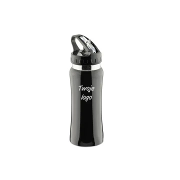 Bidon sportowy 550 ml - stalowy - kolor czarny