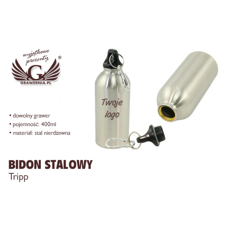 Bidon stalowy z grawerem - TRIP - poj. 400 ml 