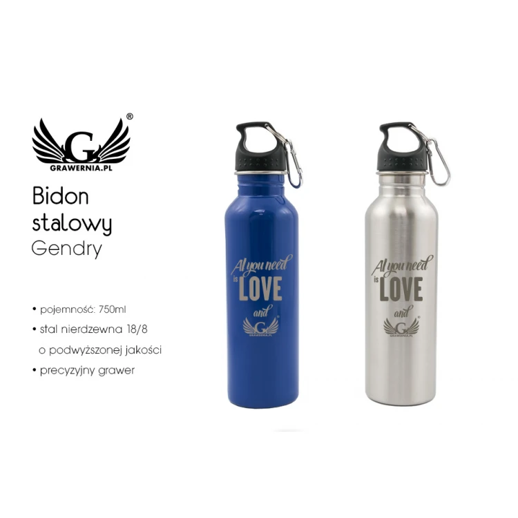 Bidon stalowy z grawerem - Gendry - poj. 750ml - BID004