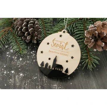 Bombki choinkowe drewno i pleksi - wym. 80x86mm - dowolny grawer - BDR020