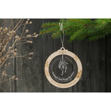 Bombki choinkowe drewno i pleksi - wym. 80x86mm - dowolny grawer - BDR022