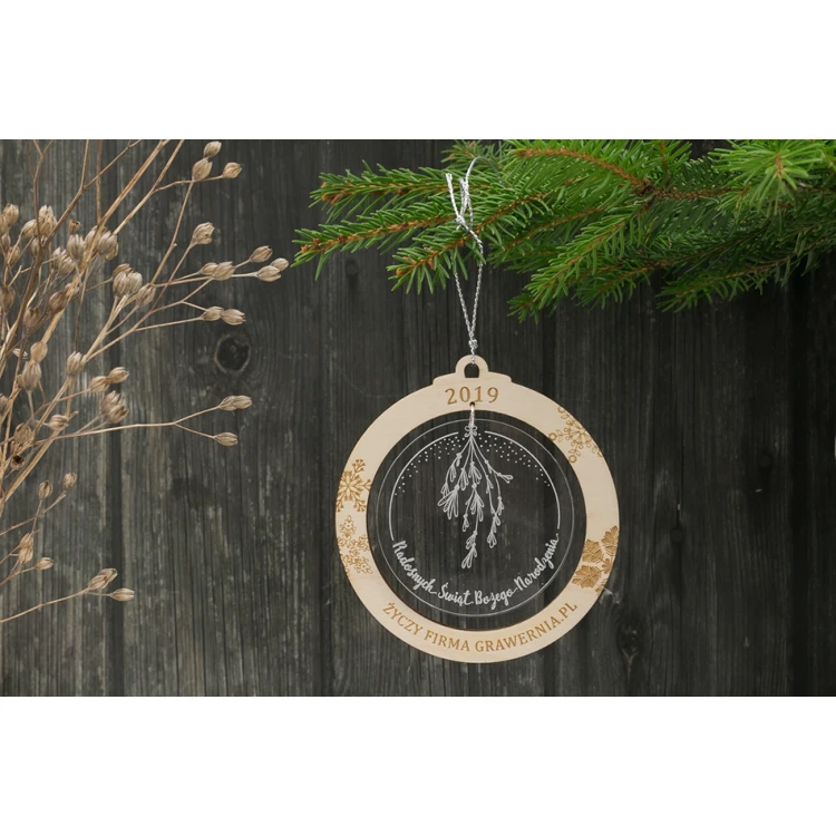 Bombki choinkowe drewno i pleksi - wym. 80x86mm - dowolny grawer - BDR022